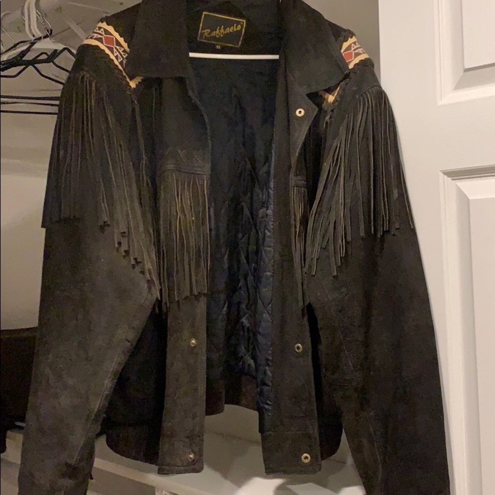 Vintage leather fringe jacket